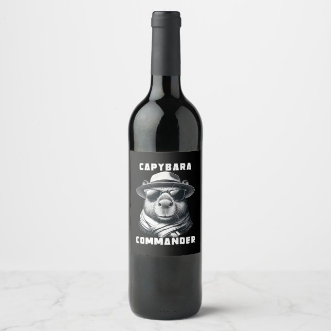 Rótulo De Garrafa De Cerveja Capivara Com Óculos De Sol Capy Comandante (Frente)