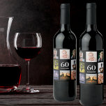 Rótulo De Garrafa De Cerveja cara de colagem de fotos da festa de aniversário 6<br><div class="desc">Um rótulo de garrafa de vinho para uma 60ª festa de aniversário para uma cara,  celebrando sua vida com uma colagem de 8 fotos suas. Modelos de nome,  60 anos e data. Data de nascimento ou data da festa. Letras brancas coloridas. Fundo preto.</div>