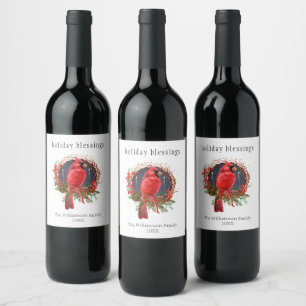 Rótulo De Garrafa De Cerveja Cardinal Vermelho de Natal Yule Solstício Boho Fer