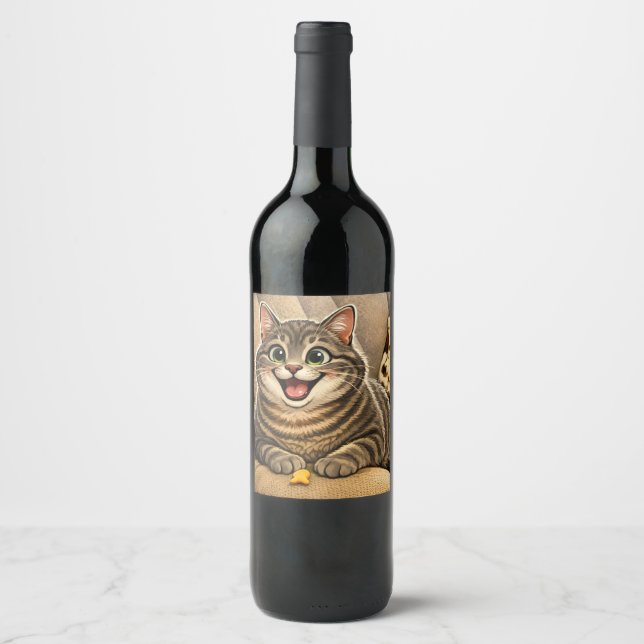 Rótulo De Garrafa De Cerveja Caricatura de gato (Frente)