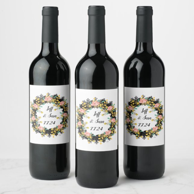 Rótulo De Garrafa De Cerveja Carimbo de Flores Personalizadas Favorecidas (Garrafas)