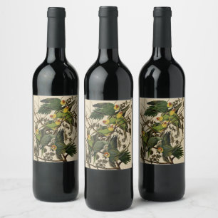 Rótulo De Garrafa De Cerveja Carolina Parrot das Aves da América de Audubon