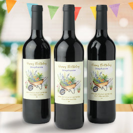 Rótulo De Garrafa De Cerveja Carrinho de Jardim Feliz Aniversário Personalizado