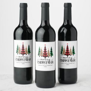Rótulo De Garrafa De Cerveja Cartão de Árvores Xadrez Vermelho Verde Preto de N