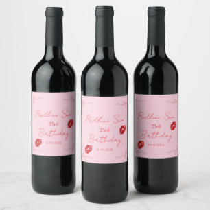 Rótulo De Garrafa De Cerveja Cartão de Boas-Vindas de Aniversário com Laço Rosa