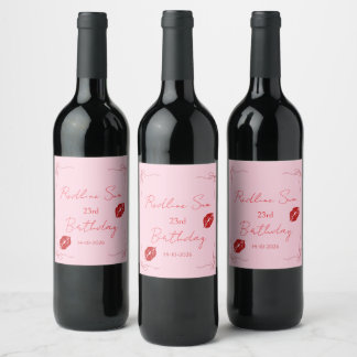 Rótulo De Garrafa De Cerveja Cartão de Boas-Vindas de Aniversário com Laço Rosa