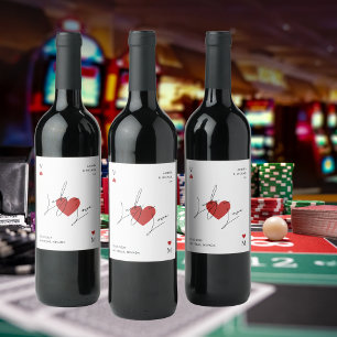 Rótulo De Garrafa De Cerveja Cartão de Jogar Coração Cassino Nevada Vegas Casam