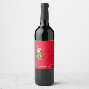 Rótulo De Garrafa De Cerveja Cartoon de Árvore de Mouse Engraçado de Natal