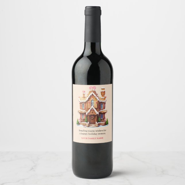 Rótulo De Garrafa De Cerveja Casa de biscoito de gengibre de Natal (Frente)