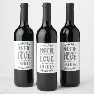 Rótulo De Garrafa De Cerveja Casa é feita de amor e família, flor de amor