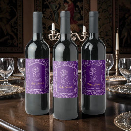 Rótulo De Garrafa De Cerveja Casal Cavaleiro Romance Roxo Quadro Floral