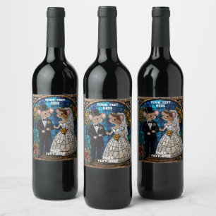 Rótulo De Garrafa De Cerveja Casal de Casamento de Mouse Bonito