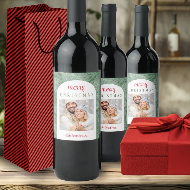 Rótulo De Garrafa De Cerveja casal Foto Feliz Natal (Criador carregado)