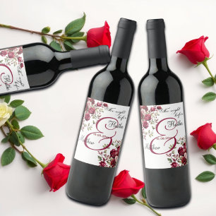 Rótulo De Garrafa De Cerveja Casamento "A Noite Antes" da Burgundy Floral Moder