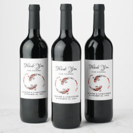 Rótulo De Garrafa De Cerveja Casamento Artístico De Peixes Koi Negra E Vermelho