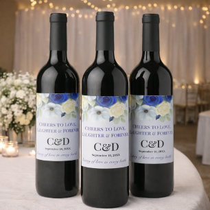 Rótulo De Garrafa De Cerveja Casamento Azul Royal Água Marinha Flores de Água I