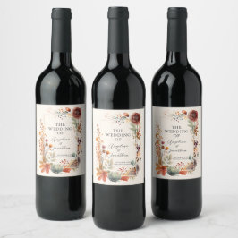 Rótulo De Garrafa De Cerveja Casamento Boho Floral Outonal Vintage Marfim