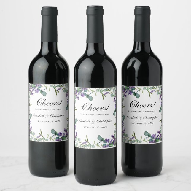 Rótulo De Garrafa De Cerveja Casamento Boho Lavanda Eucalipto (Garrafas)