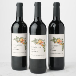 Rótulo De Garrafa De Cerveja Casamento botânico de cor d'água da flor da laranj
