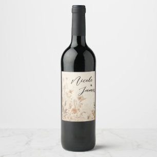 Rótulo De Garrafa De Cerveja Casamento Botânico Floral Delicado Vintage Boho