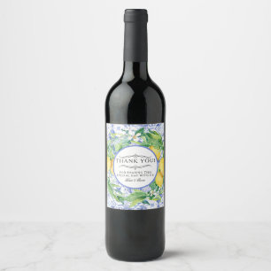 Rótulo De Garrafa De Cerveja Casamento Branco Azul Foliage Rústico Lemon