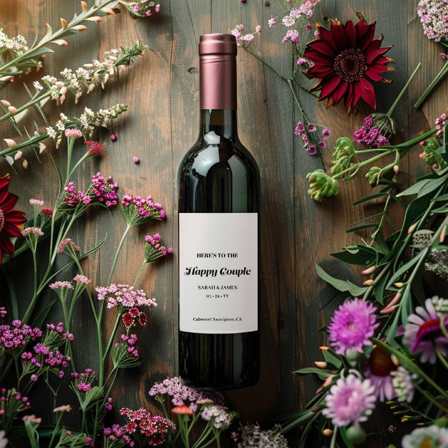 Rótulo De Garrafa De Cerveja Casamento Branco da Caligrafia Mínima Elegante (Criador carregado)