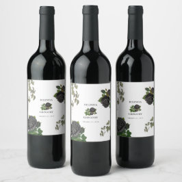 Rótulo De Garrafa De Cerveja Casamento Branco de Rosas Negras do Halloween Góti