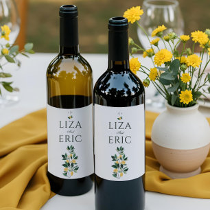 Rótulo De Garrafa De Cerveja Casamento Branco Elegante De Árvore Floral De Lim