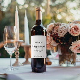 Rótulo De Garrafa De Cerveja Casamento Branco Minimalista do Script Moderno do