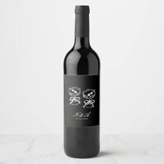 Rótulo De Garrafa De Cerveja Casamento Branco Negro da Caligrafia Moderna