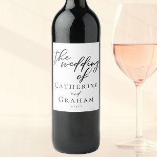 Rótulo De Garrafa De Cerveja Casamento Branco Negro Simples Personalizado