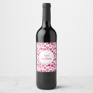 Rótulo De Garrafa De Cerveja Casamento Brilhante De Flor De Aquarela Rosa
