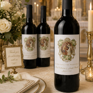 Rótulo De Garrafa De Cerveja Casamento Católico de Ouro de Desposório Maria Jos