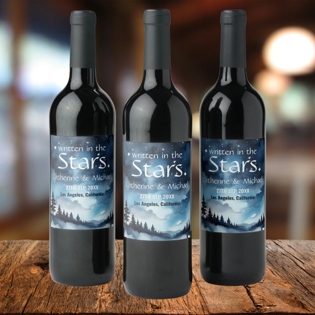 Rótulo De Garrafa De Cerveja Casamento Celestial de Céu Azul Estrelado (Criador carregado)