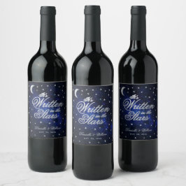 Rótulo De Garrafa De Cerveja Casamento Celestial Escrito nas Estrelas Caligrafi