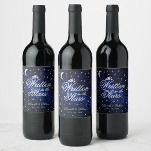 Rótulo De Garrafa De Cerveja Casamento Celestial Escrito nas Estrelas Caligrafi