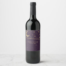 Rótulo De Garrafa De Cerveja Casamento Celestial Estrelas e Lua Deep Purple