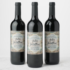 Rótulo De Garrafa De Cerveja Casamento chique Pastel Wood