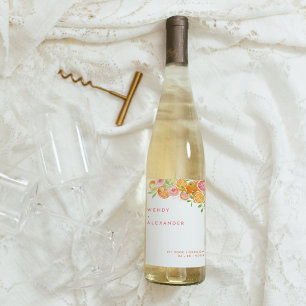 Rótulo De Garrafa De Cerveja Casamento Citrus Watercolor