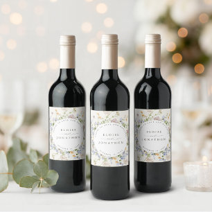 Rótulo De Garrafa De Cerveja Casamento Colorido de Primavera Wildflower Meadow