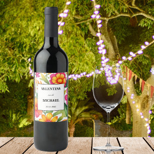 Rótulo De Garrafa De Cerveja Casamento Colorido Floral Fiesta Mexicano