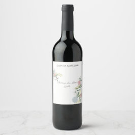 Rótulo De Garrafa De Cerveja Casamento com Aquarela Floral Fina