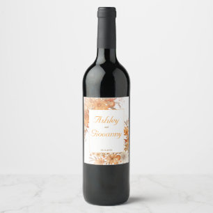 Rótulo De Garrafa De Cerveja Casamento com Aquarela Floral Rústica de Outono