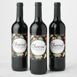 Rótulo De Garrafa De Cerveja Casamento com arte popular mexicana