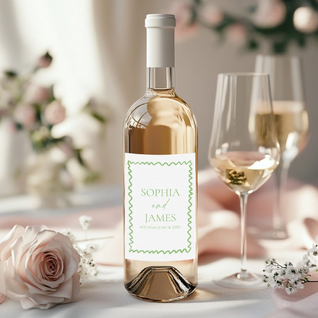 Rótulo De Garrafa De Cerveja Casamento com Borda Ondulada Verde Cítrico Caprich (Criador carregado)