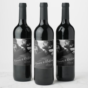 Rótulo De Garrafa De Cerveja Casamento com Foto Personalizada Roteiro Minimalis