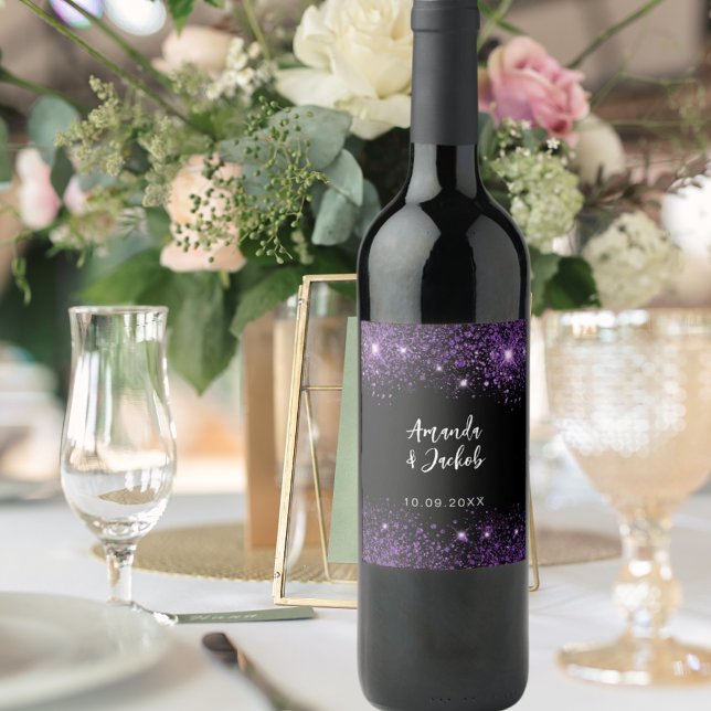 Rótulo De Garrafa De Cerveja Casamento com lágrimas roxas pretas (Criador carregado)