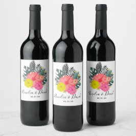 Rótulo De Garrafa De Cerveja Casamento com Letra Tropical Desenhada à Mão no Ha