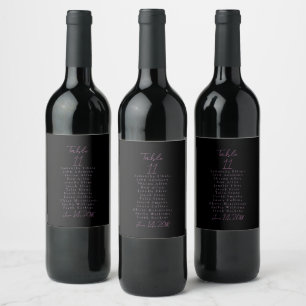 Rótulo De Garrafa De Cerveja Casamento com Números de Tabela Pretos e Rosa