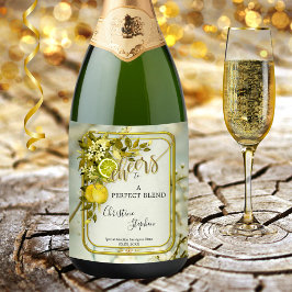 Rótulo De Garrafa De Cerveja Casamento com Pomar de Limão de Aquarela